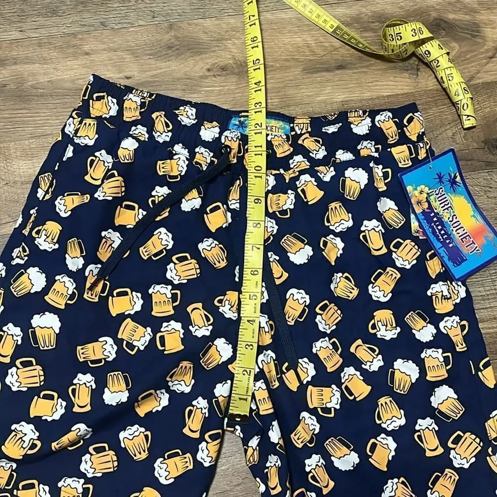 Surf Society mesh lined beer mug swim trunks size medium